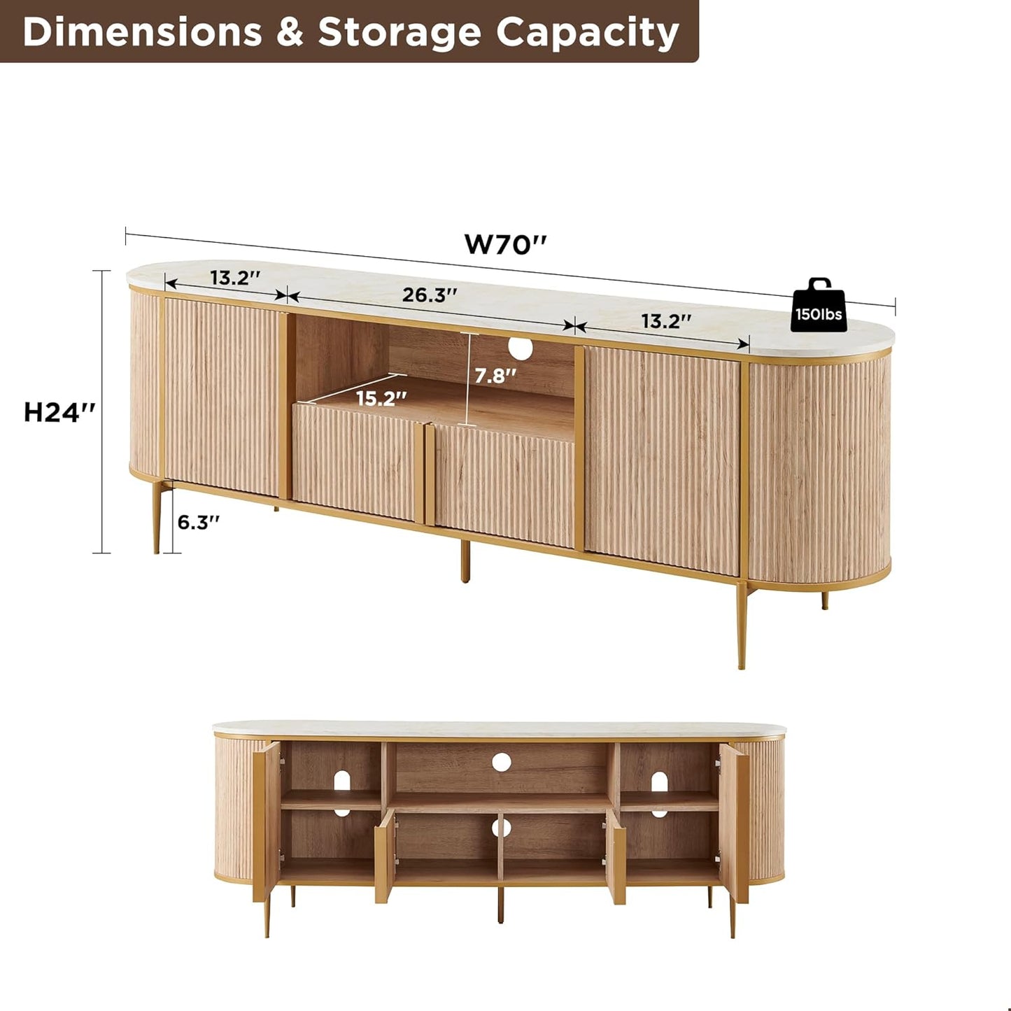 70" Fluted TV Stand - Canva Home