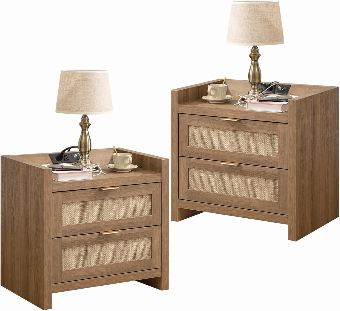 Night Stand Set of 2 - Rattan Nightstands - Canva Home