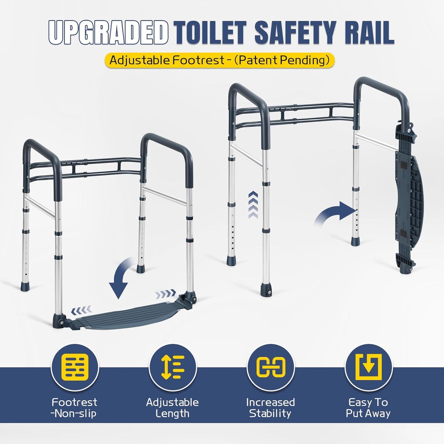 Toilet Safety Rails with Footrest
