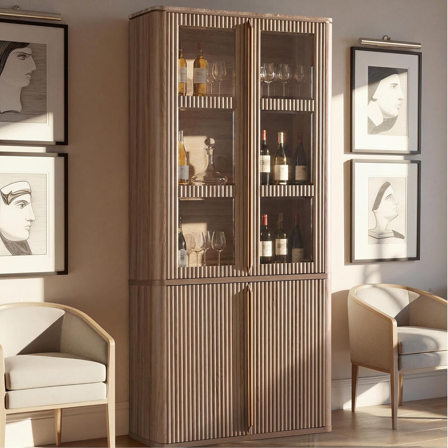 77" Tall Storage Cabinet with Glass Doors