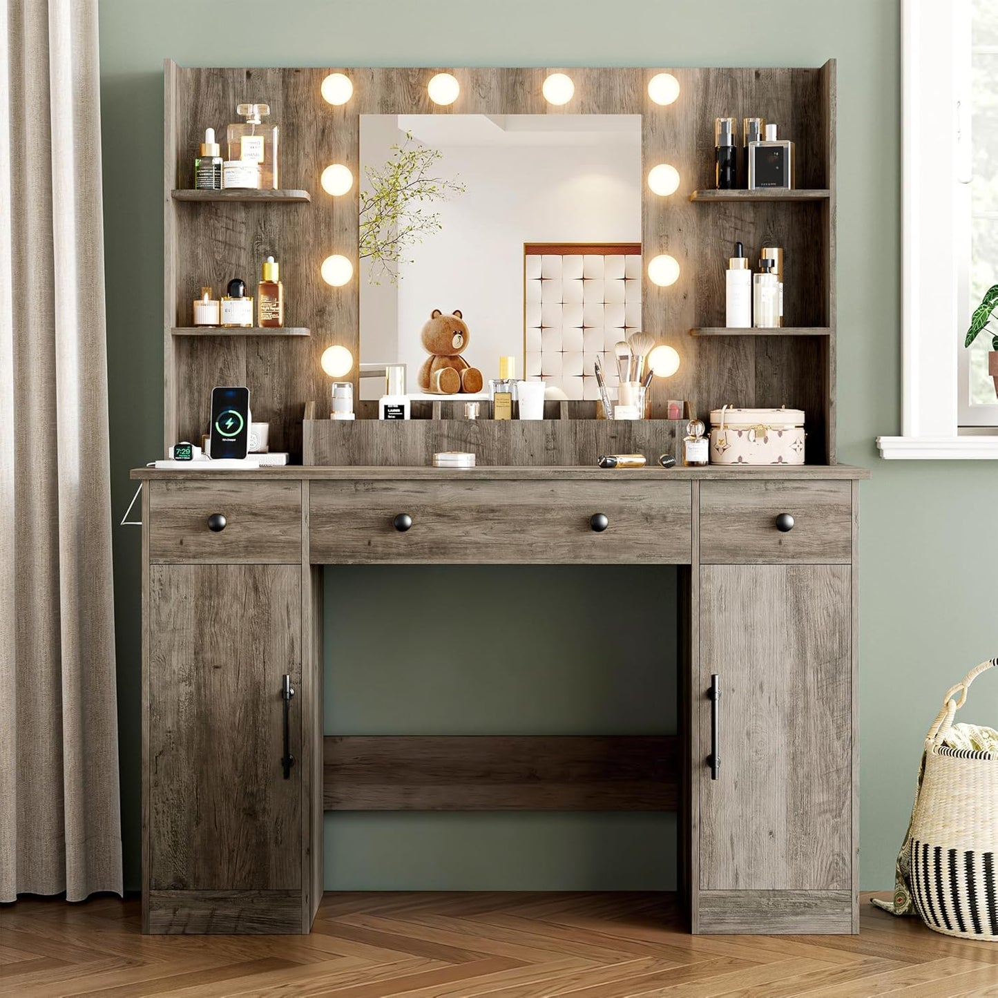 43'' Makeup Dressing Table Set with 5 Drawers - Canva Home