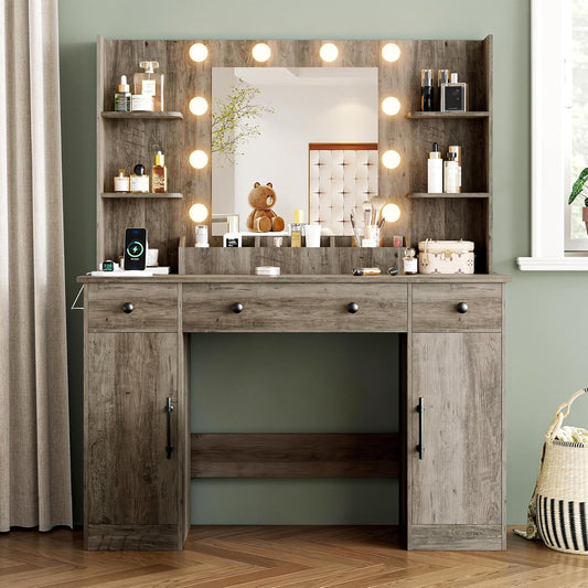 43'' Makeup Dressing Table Set with 5 Drawers - Canva Home