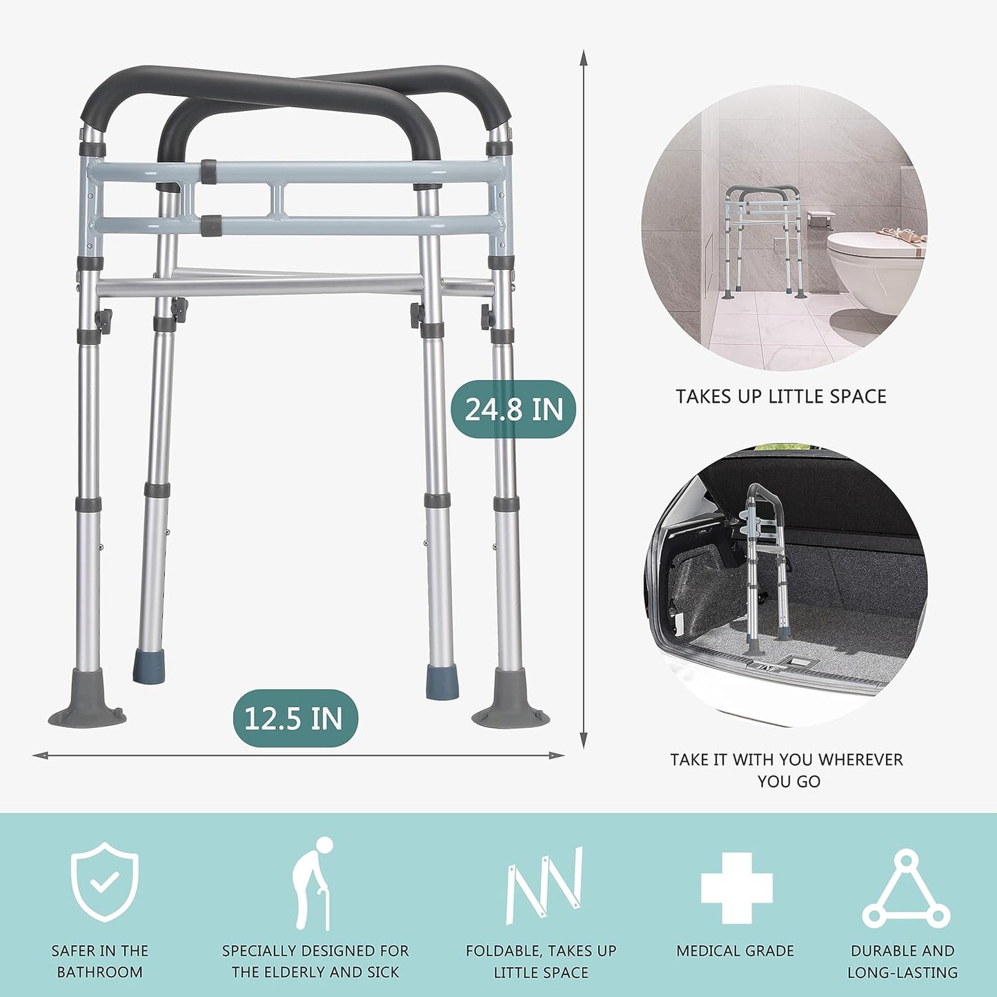 Adjustable Toilet Safety Rails for Senior