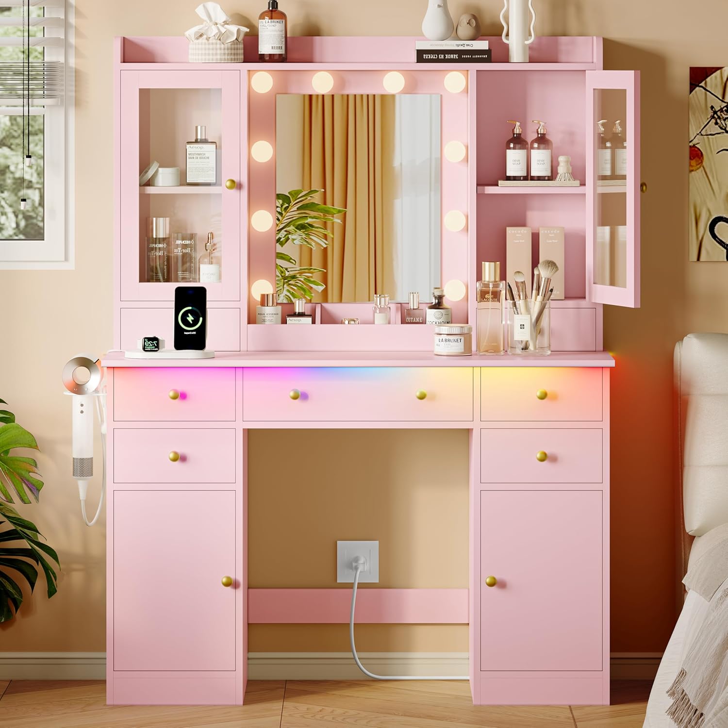 Xixini Makeup Vanity Desk with Mirror - Canva Home