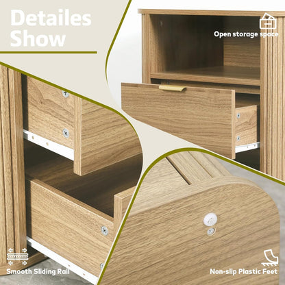 Modern Fluted 6 Drawer Dresser & 3-Piece Bedroom Furniture Set - Canva Home