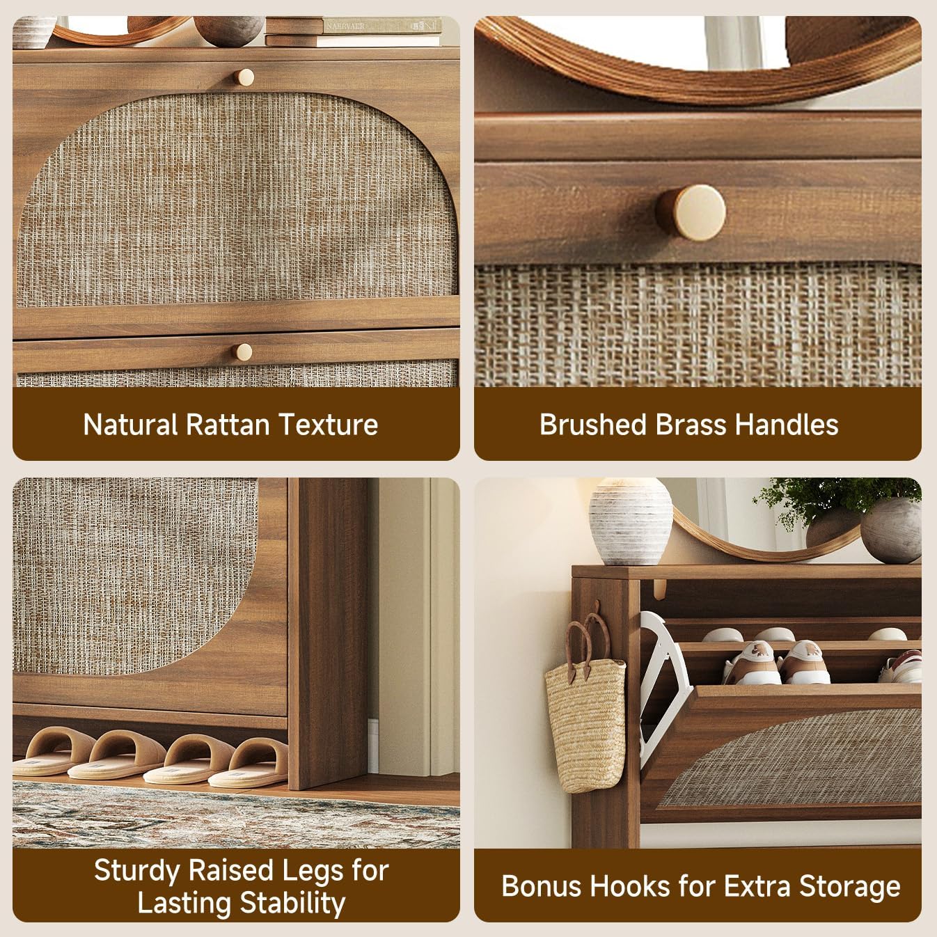 Arched Rattan Accent Shoe Storage - Canva Home