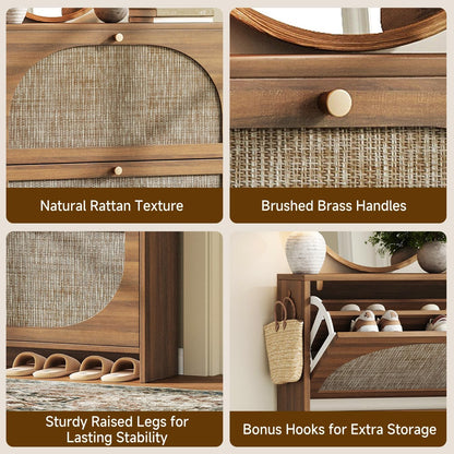 Arched Rattan Accent Shoe Storage - Canva Home