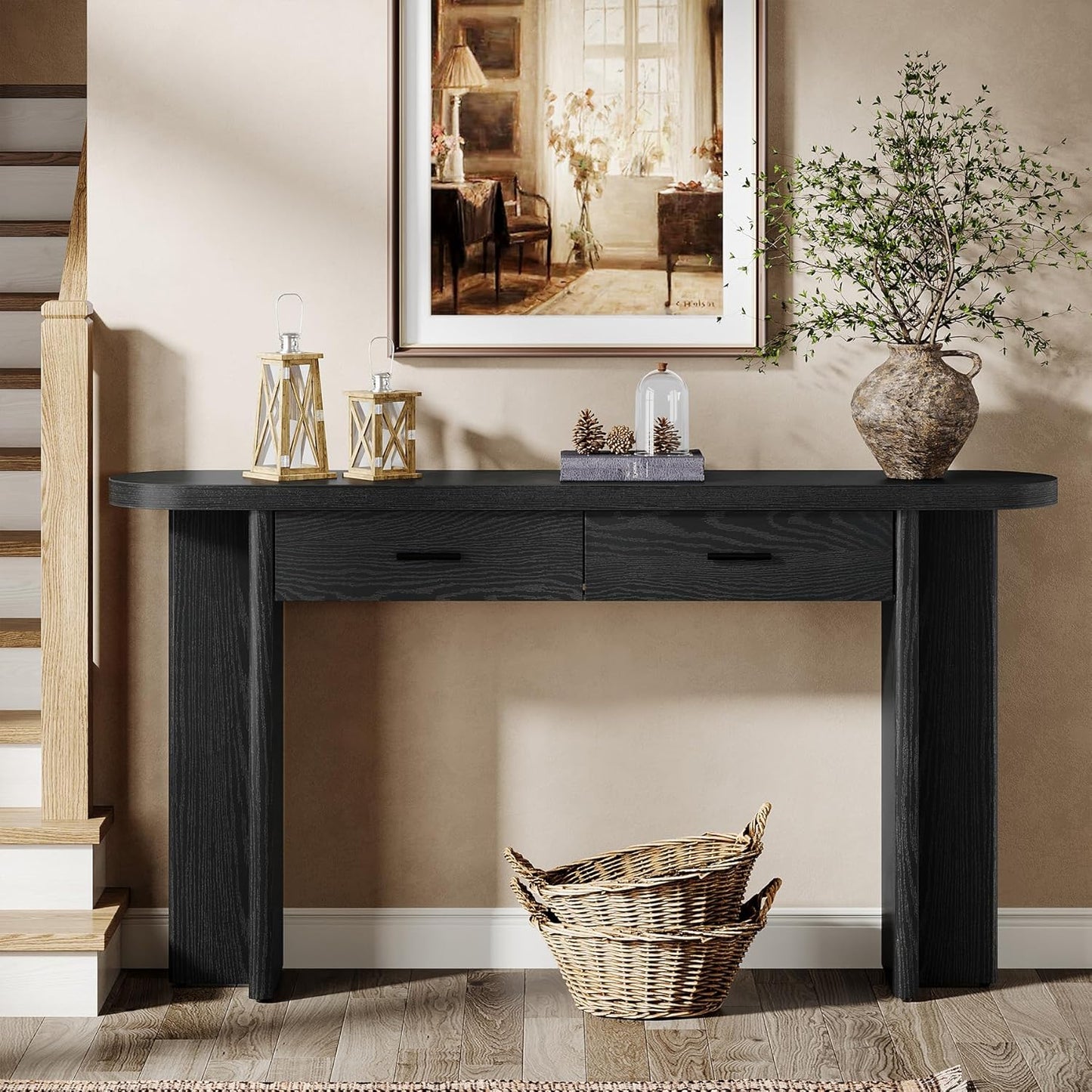 63-Inch Console Table with 2 Drawers - Canva Home