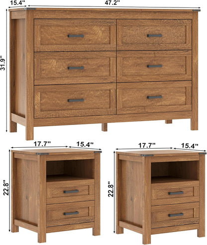 EazeHome 3 Piece Farmhouse Bedroom Furniture Set - Canva Home