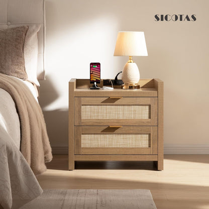 Night Stand Set of 2 - Rattan Nightstands - Canva Home