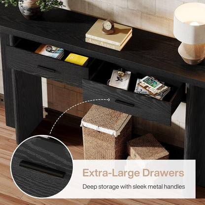 63-Inch Console Table with 2 Drawers - Canva Home