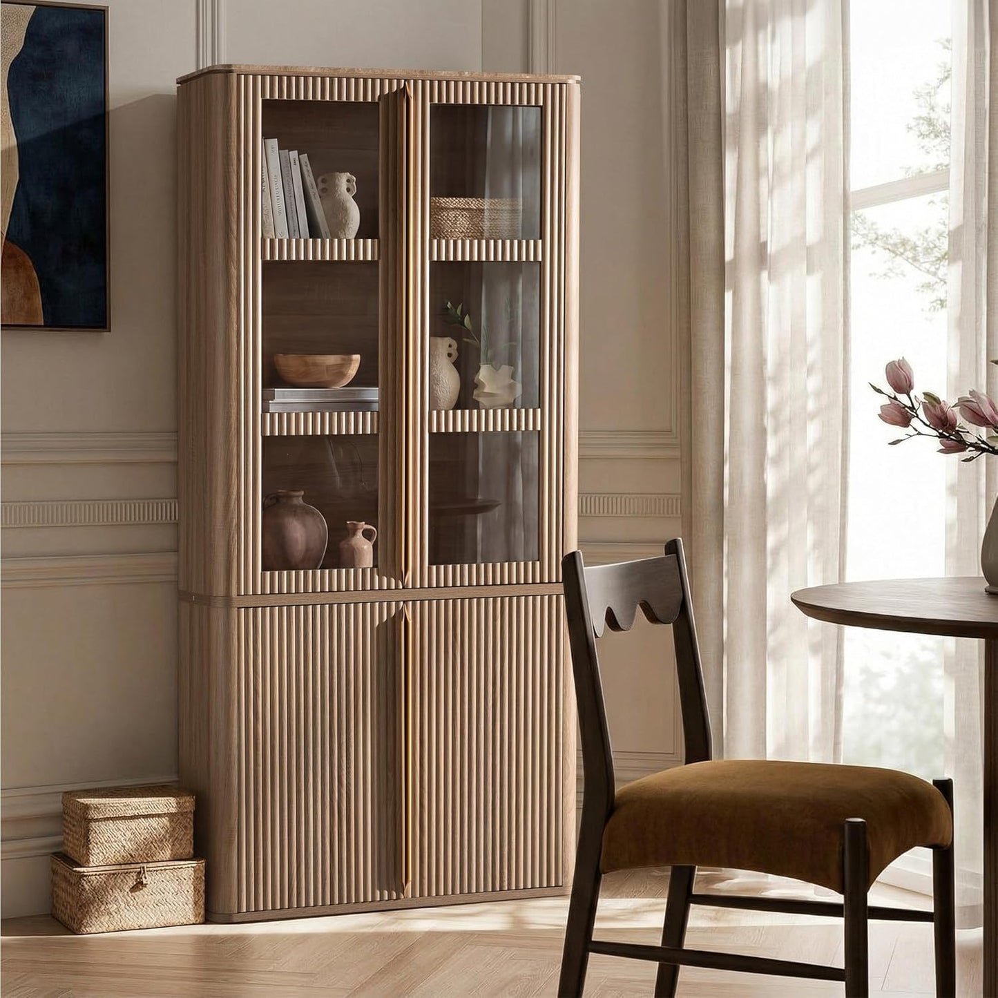 77" Tall Storage Cabinet with Glass Doors