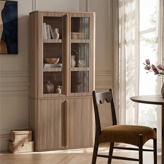 77" Tall Storage Cabinet with Glass Doors