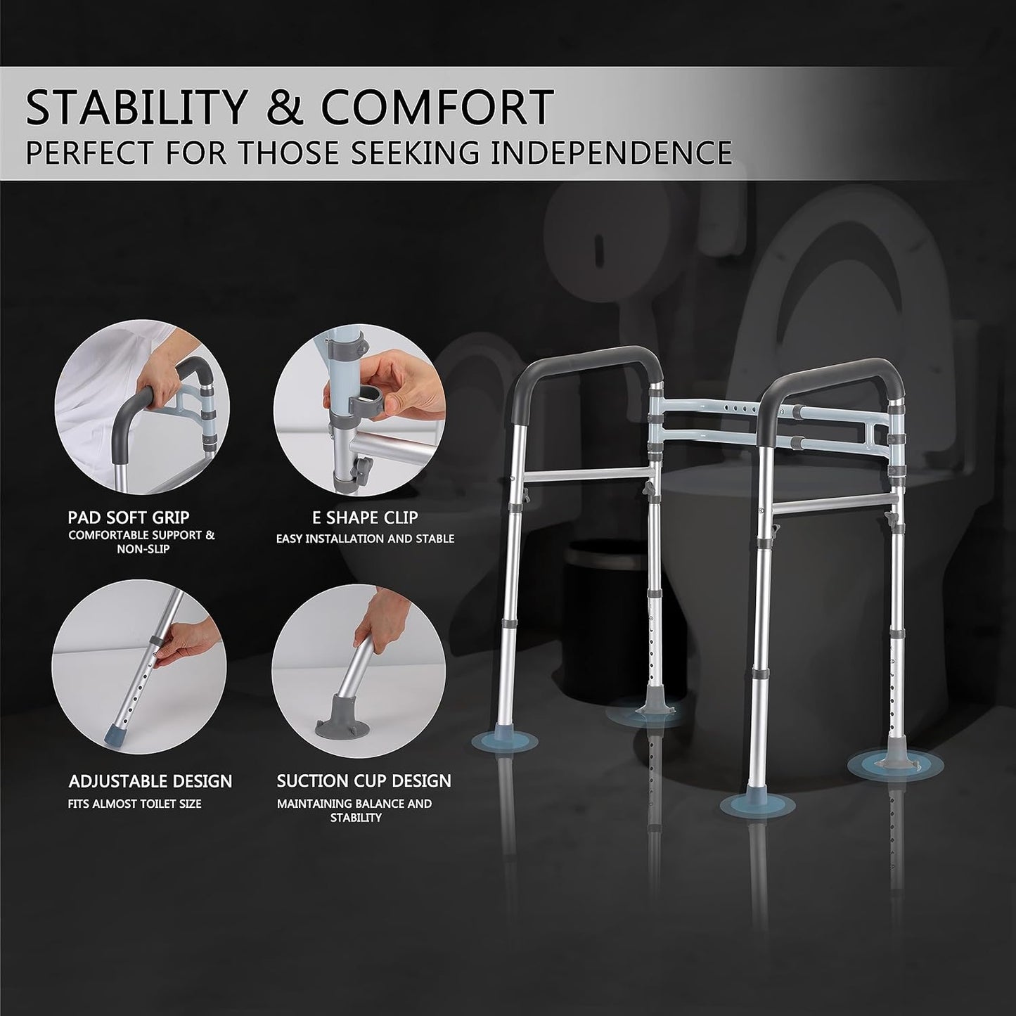 Adjustable Toilet Safety Rails for Senior