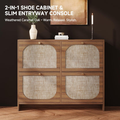 Arched Rattan Accent Shoe Storage - Canva Home