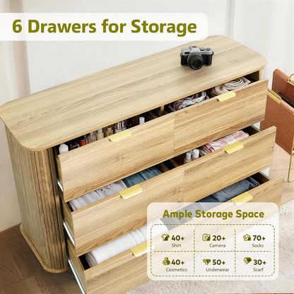 Modern Fluted 6 Drawer Dresser & 3-Piece Bedroom Furniture Set - Canva Home