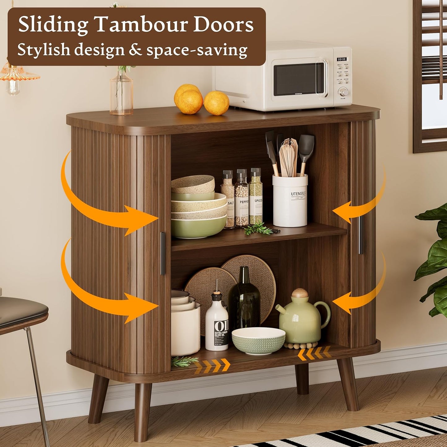 31.5" Wide Fluted Modern Accent Storage Cabinet - Canva Home