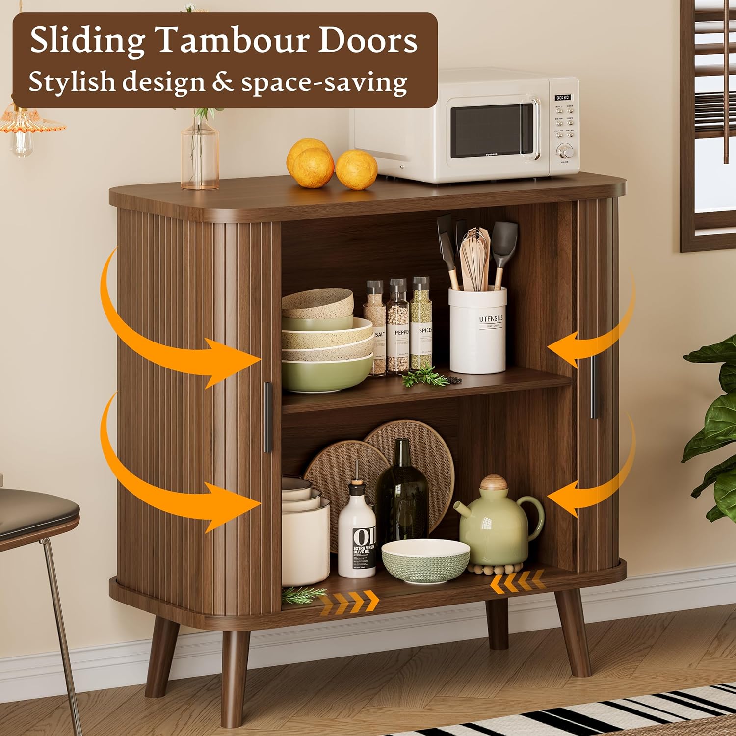 31.5" Wide Fluted Modern Accent Storage Cabinet - Canva Home