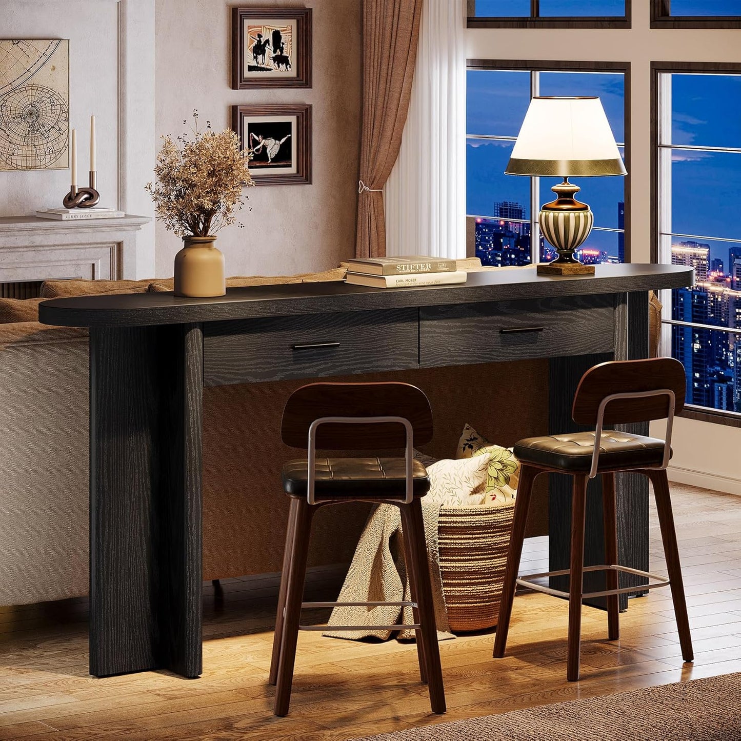63-Inch Console Table with 2 Drawers - Canva Home