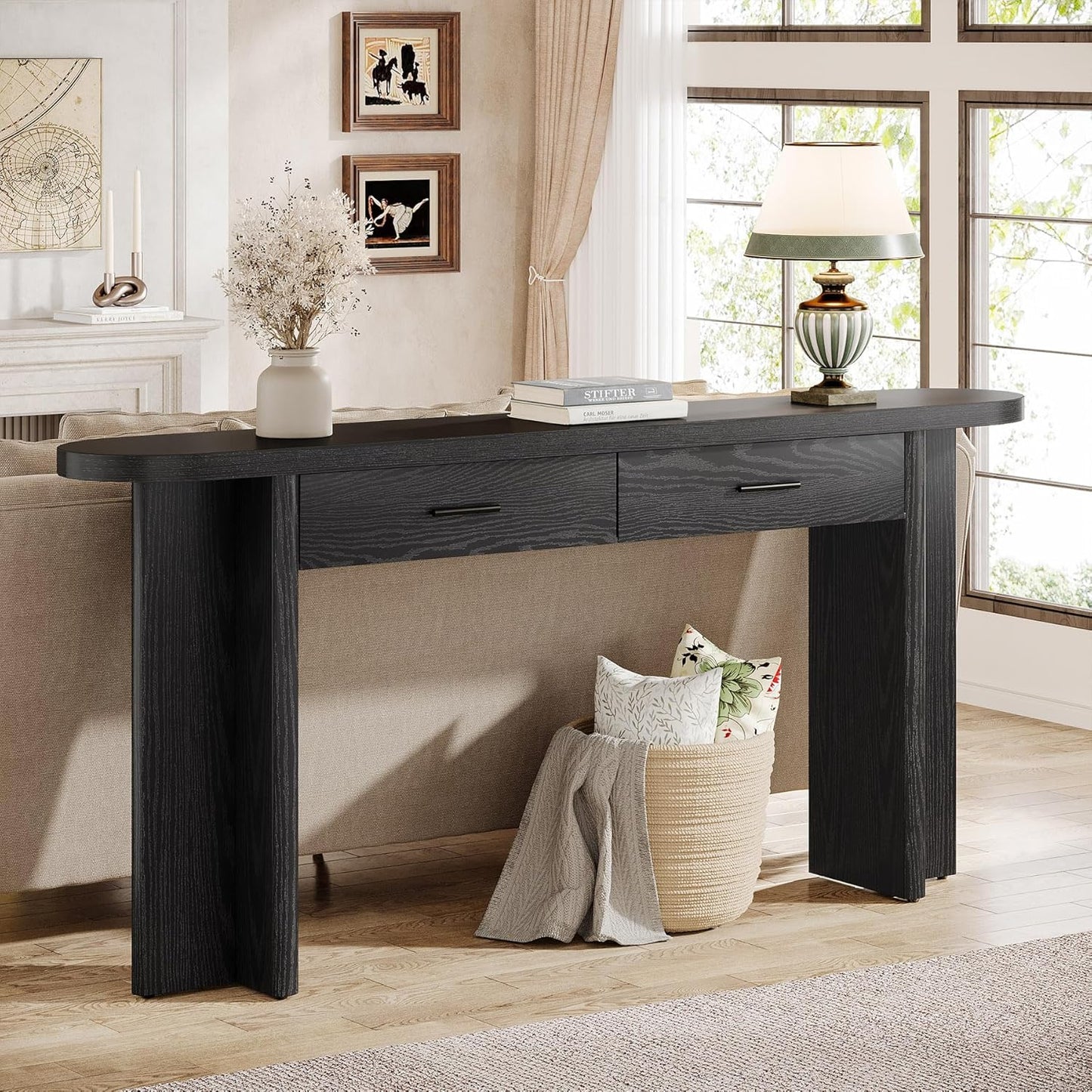 63-Inch Console Table with 2 Drawers - Canva Home