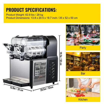 2 Tank Commercial Daiquiri Slush Machine - Canva Home