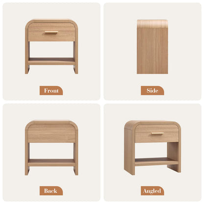 Vintagearth Nightstand 24" Tall Modern Curved Bedside Table - Canva Home