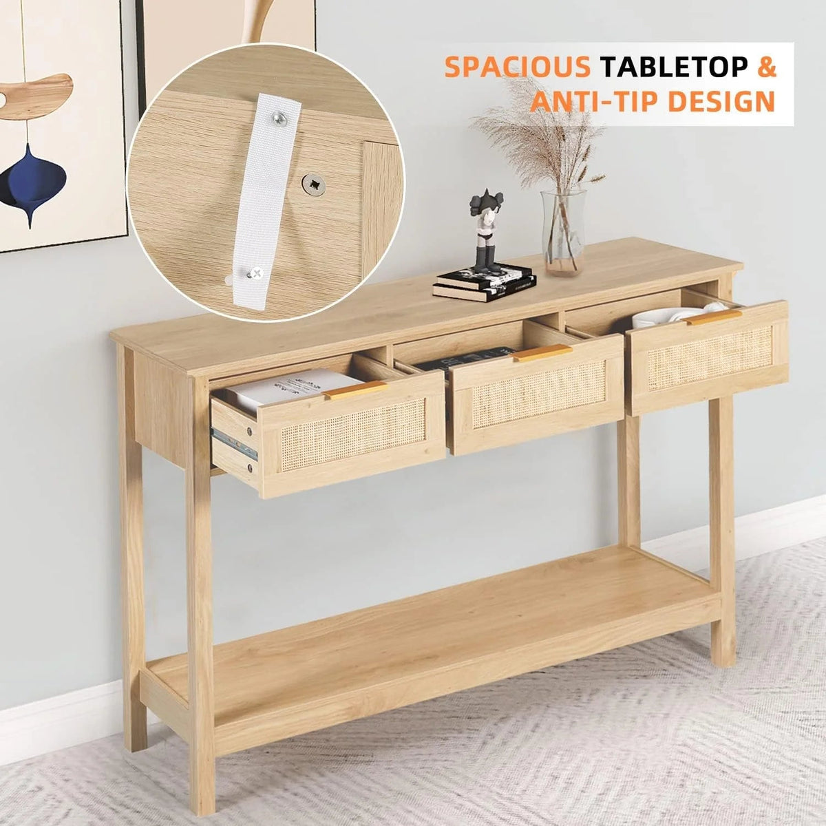 Wayfair Entry Table Rattan Aine Rattan Narrow Entryway Table With Storage – Canva Home