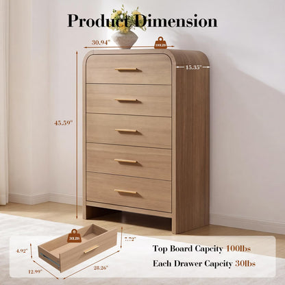 Vintagearth 5-Drawer Dresser - Canva Home