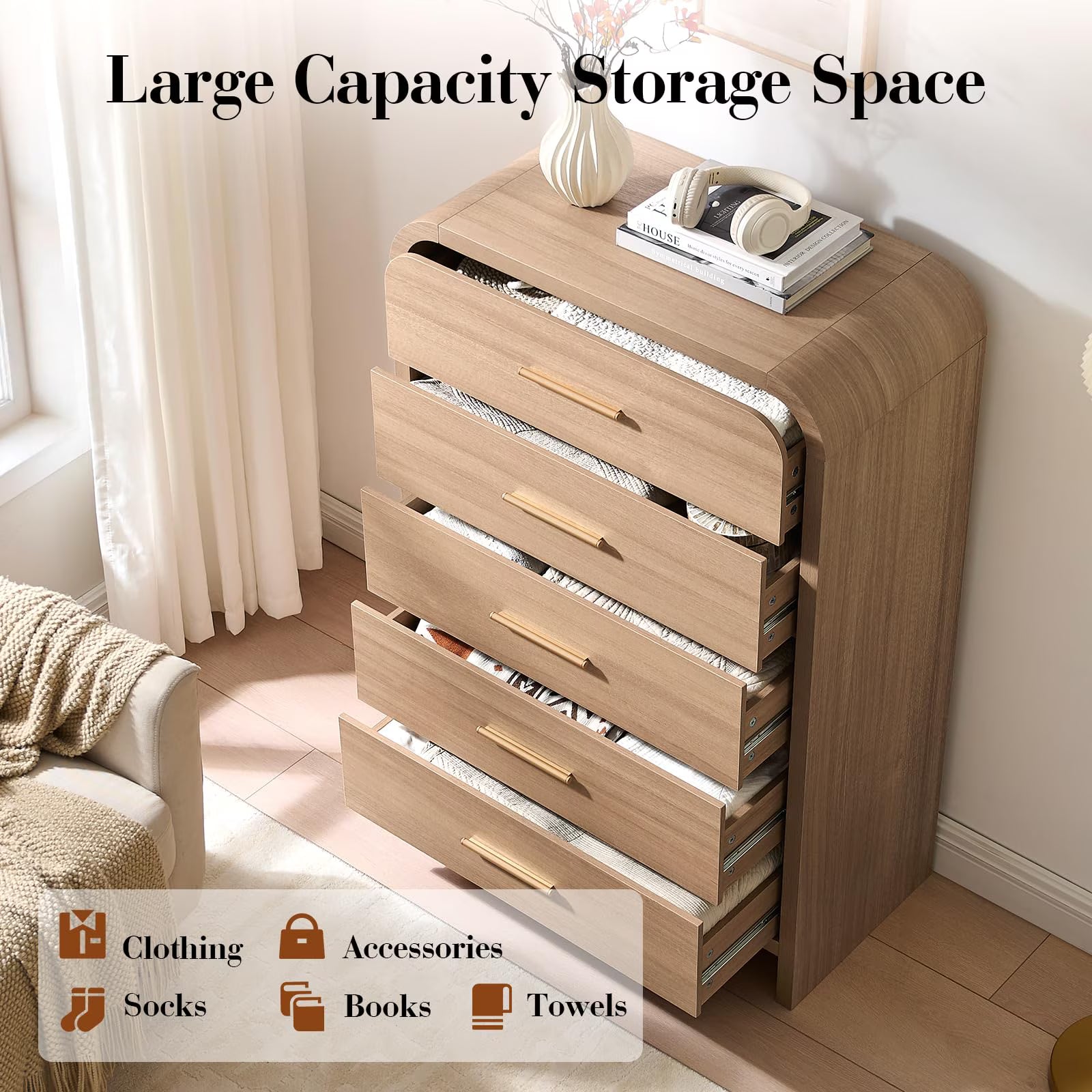 Vintagearth 5-Drawer Dresser - Canva Home