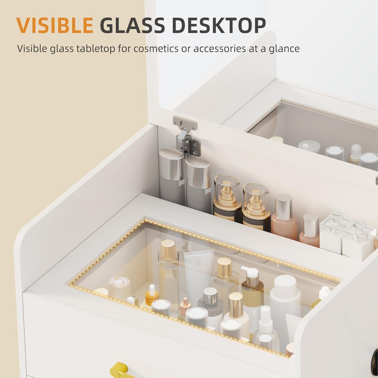 3 in 1 Vanity Desk with Flip Top Mirror - Canva Home