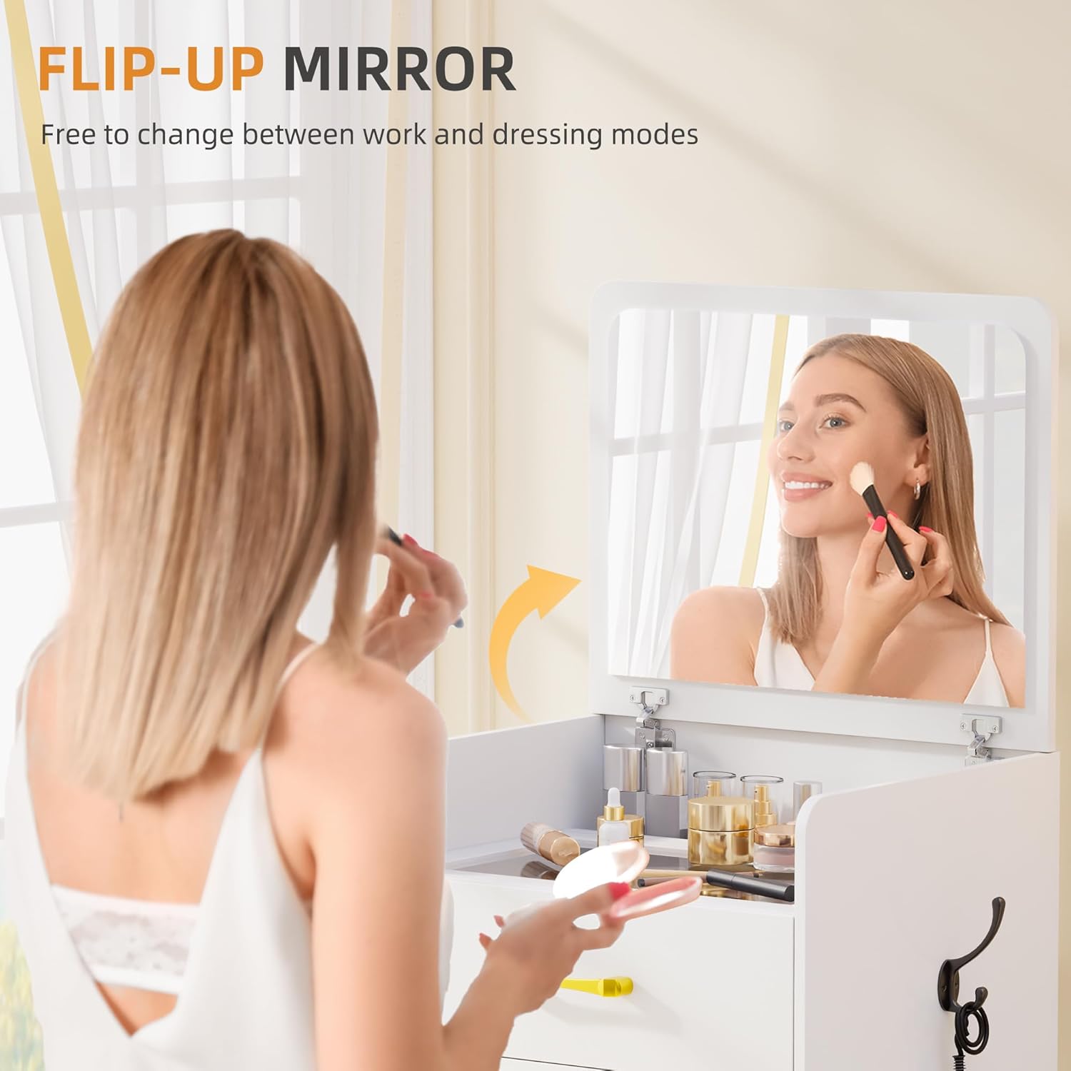 3 in 1 Vanity Desk with Flip Top Mirror - Canva Home