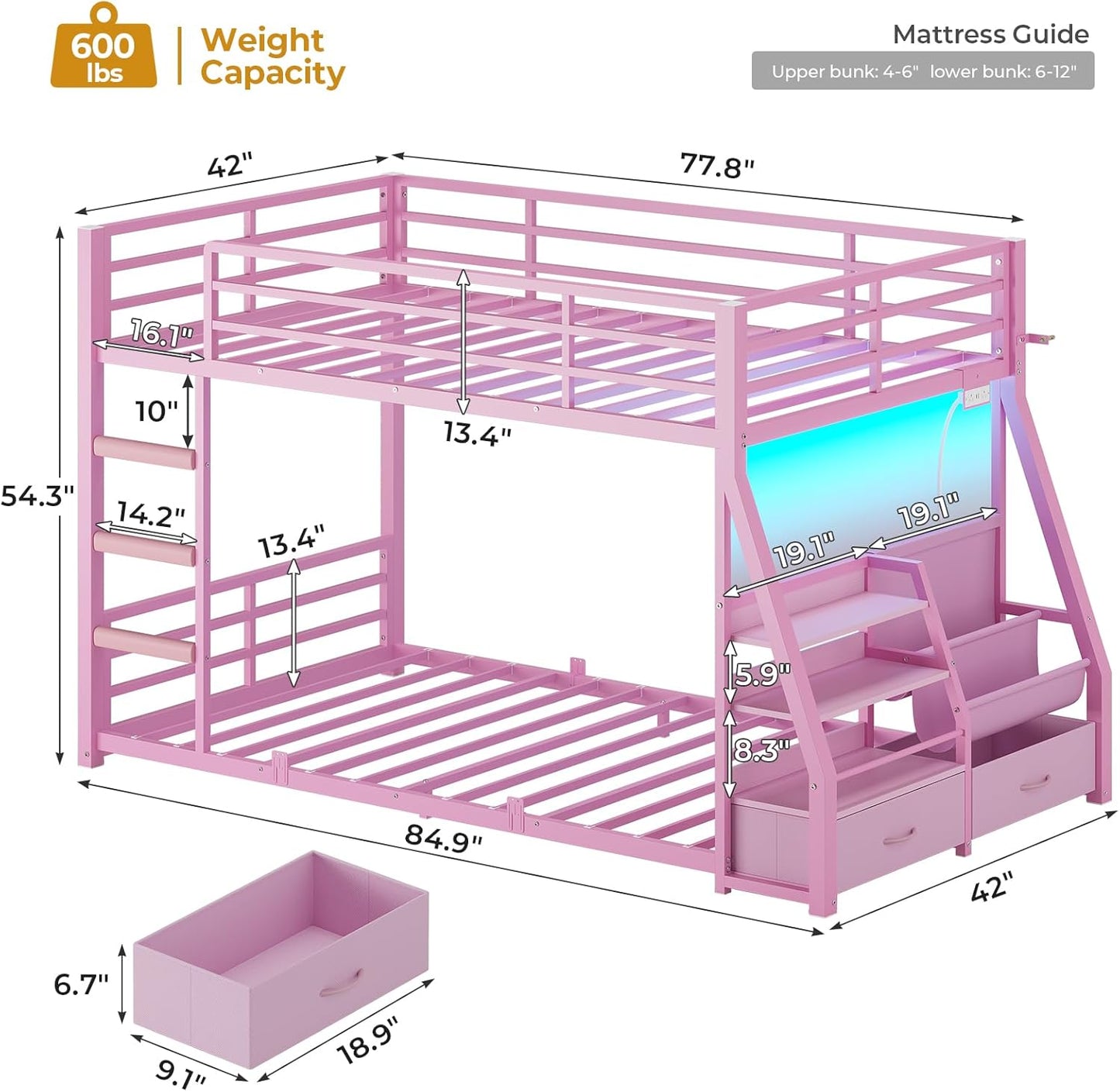 Low Bunk Bed Twin Over Twin with Montessori Bookshelf - Canva Home