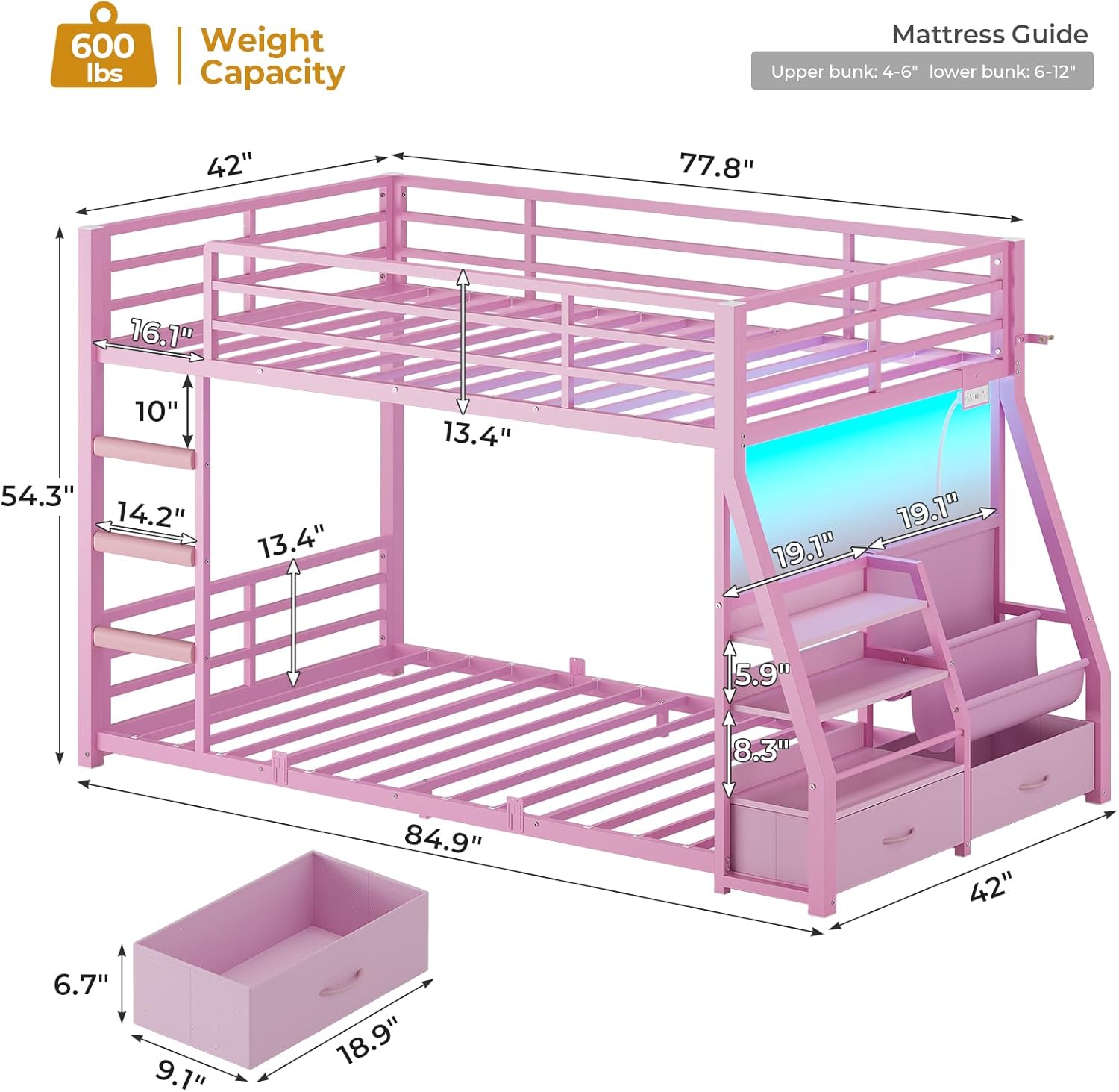 Low Bunk Bed Twin Over Twin with Montessori Bookshelf - Canva Home