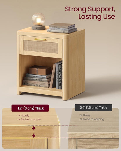Boho Rattan Nightstand Accent Side End Tables