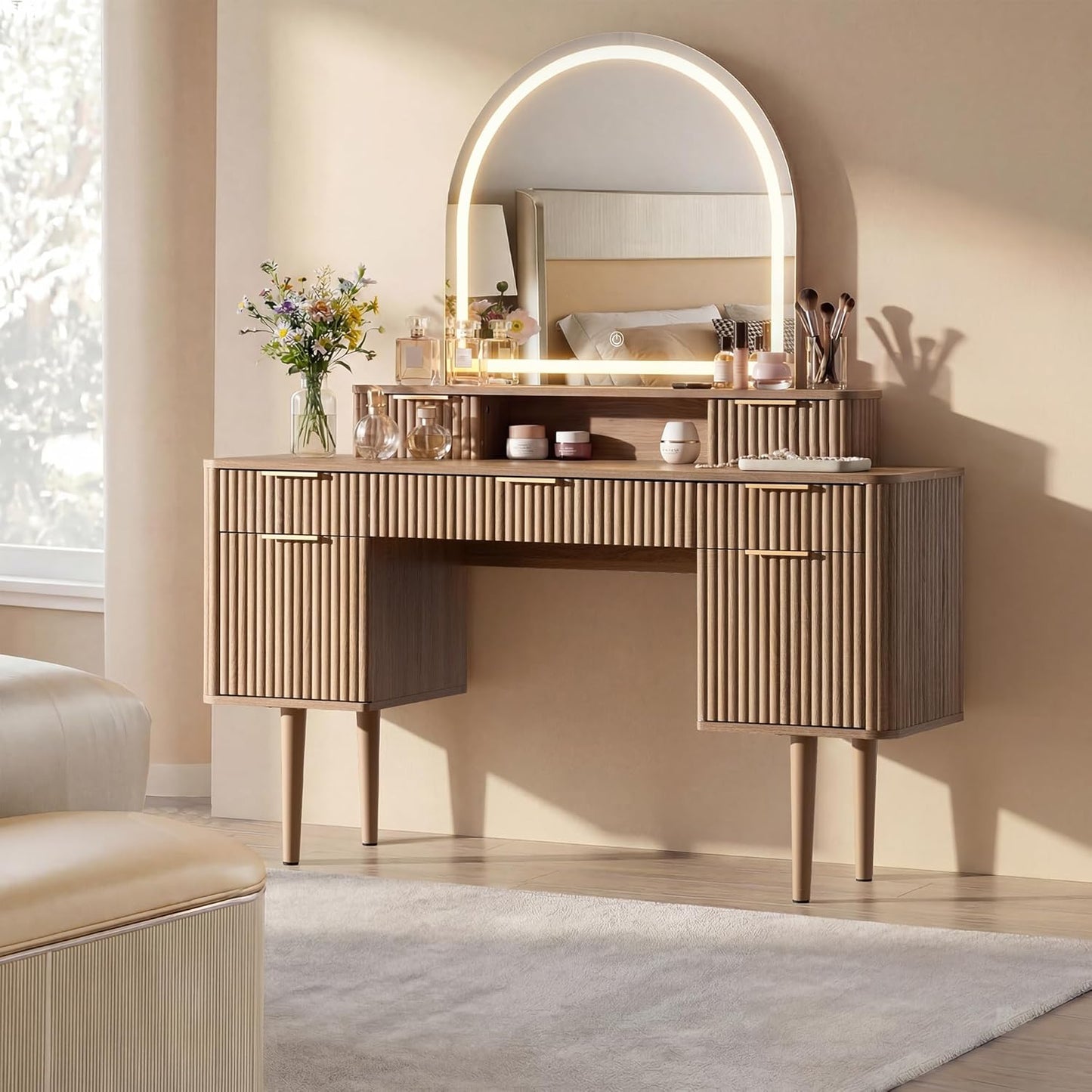 55.7” Large Makeup Vanity Table with 7 Drawers