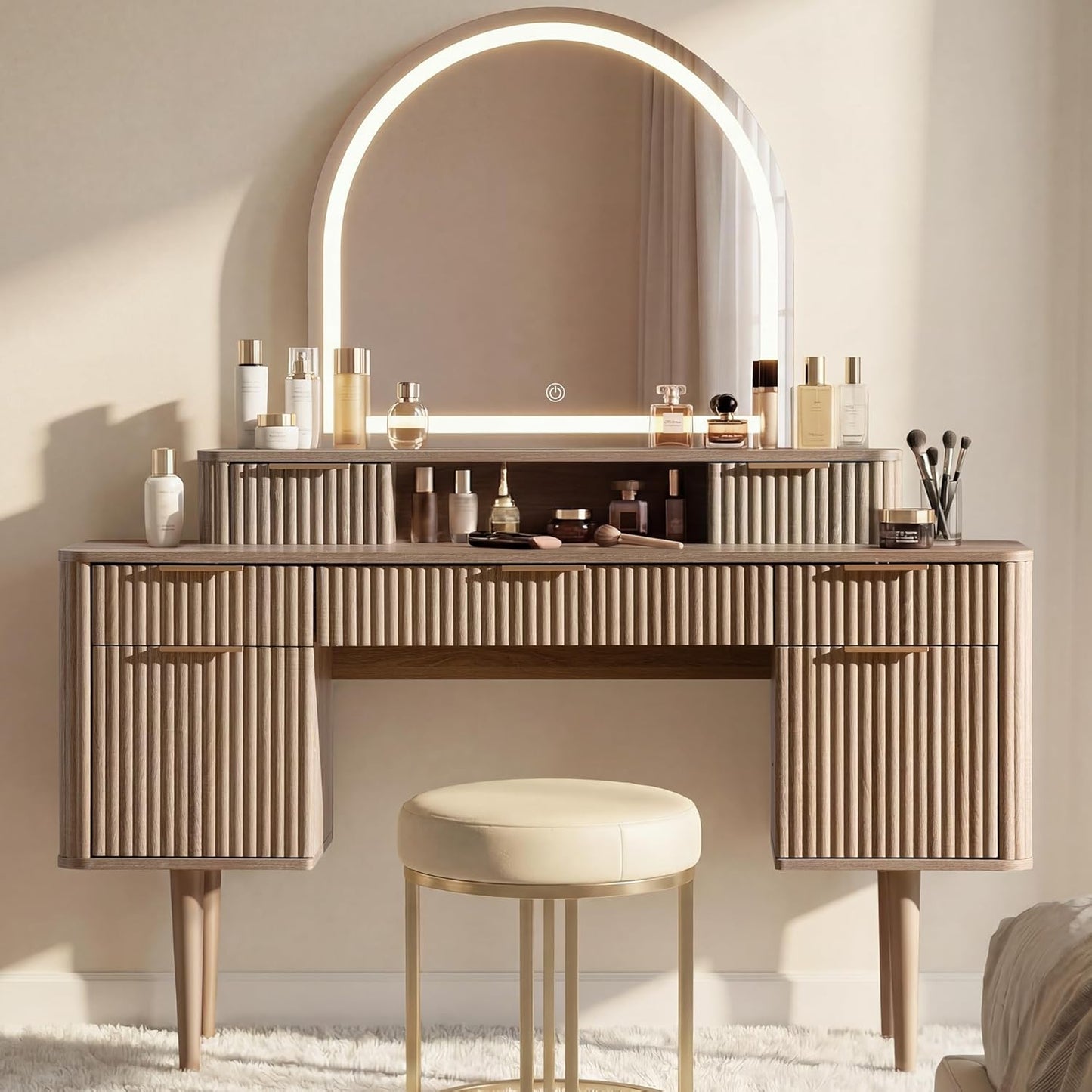 55.7” Large Makeup Vanity Table with 7 Drawers
