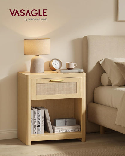 Boho Rattan Nightstand Accent Side End Tables