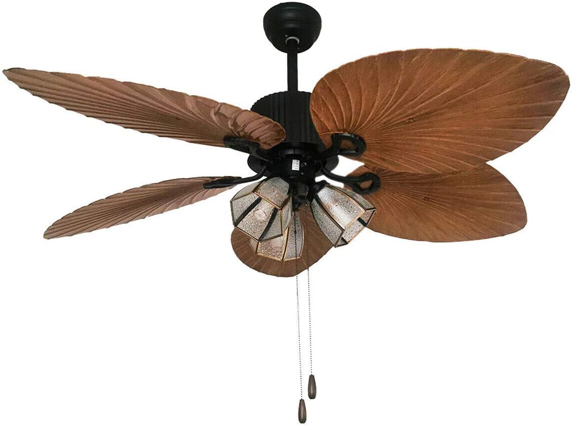 Palm Leaf Ceiling Fan With Light & Remote - Canva Home