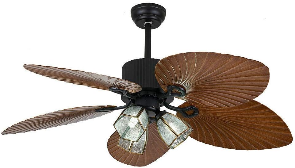 Palm Leaf Ceiling Fan With Light & Remote - Canva Home
