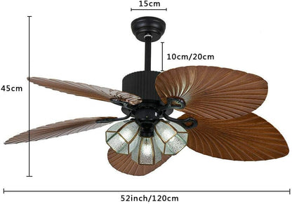 Palm Leaf Ceiling Fan With Light & Remote - Canva Home