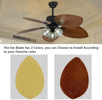 Palm Leaf Ceiling Fan With Light & Remote - Canva Home