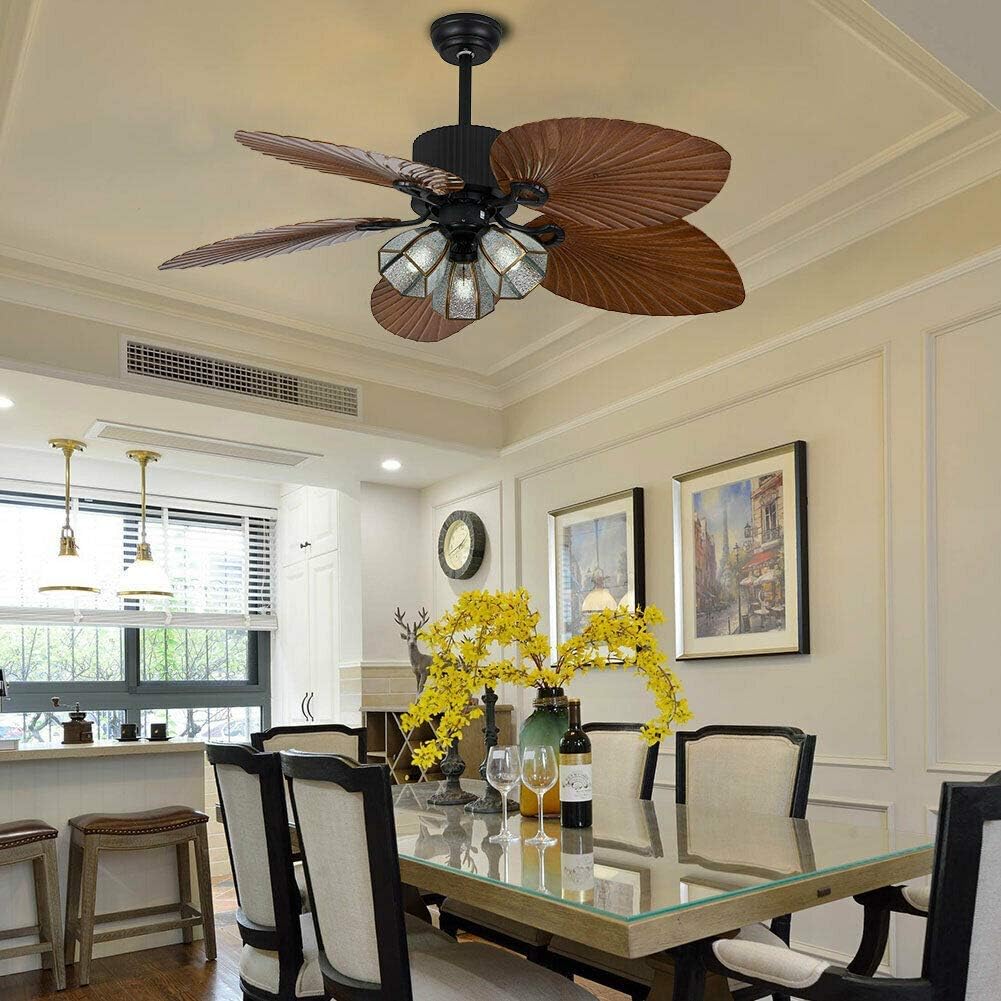 Palm Leaf Ceiling Fan With Light & Remote - Canva Home