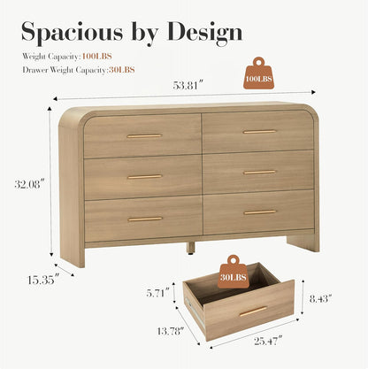 EliteSet Curved 6-Drawer Dresser - Canva Home