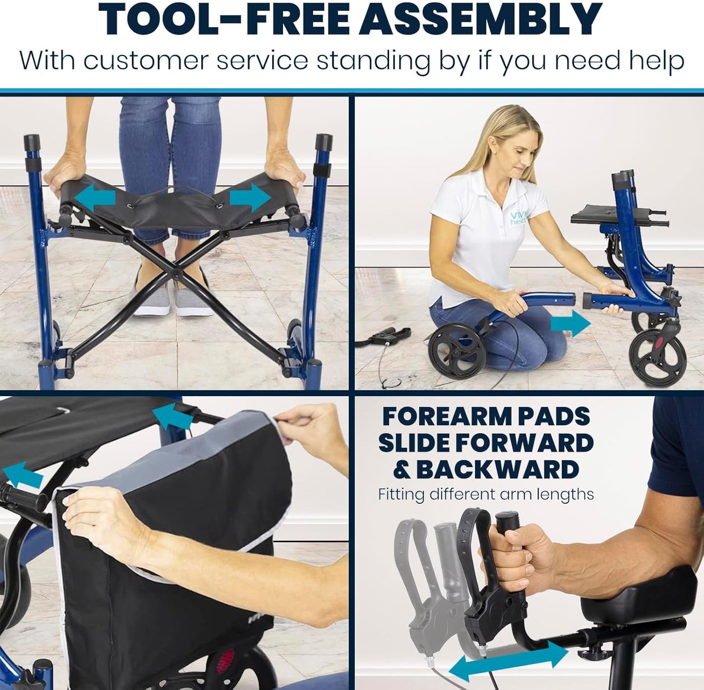 Senior Upright Mobility Walker With Seat - 300lb Capacity - Canva Home