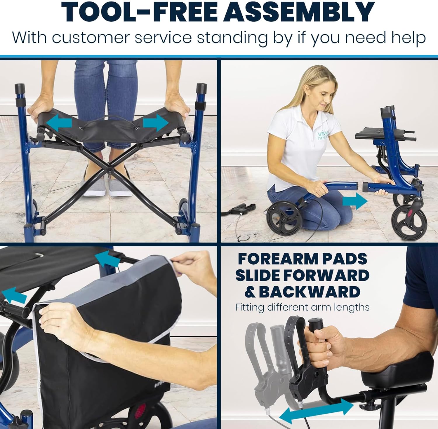 Senior Upright Mobility Walker With Seat - 300lb Capacity - Canva Home
