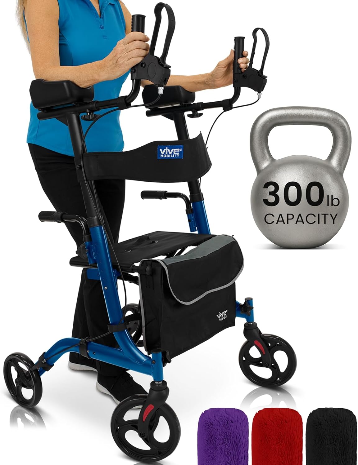 Senior Upright Mobility Walker With Seat - 300lb Capacity - Canva Home
