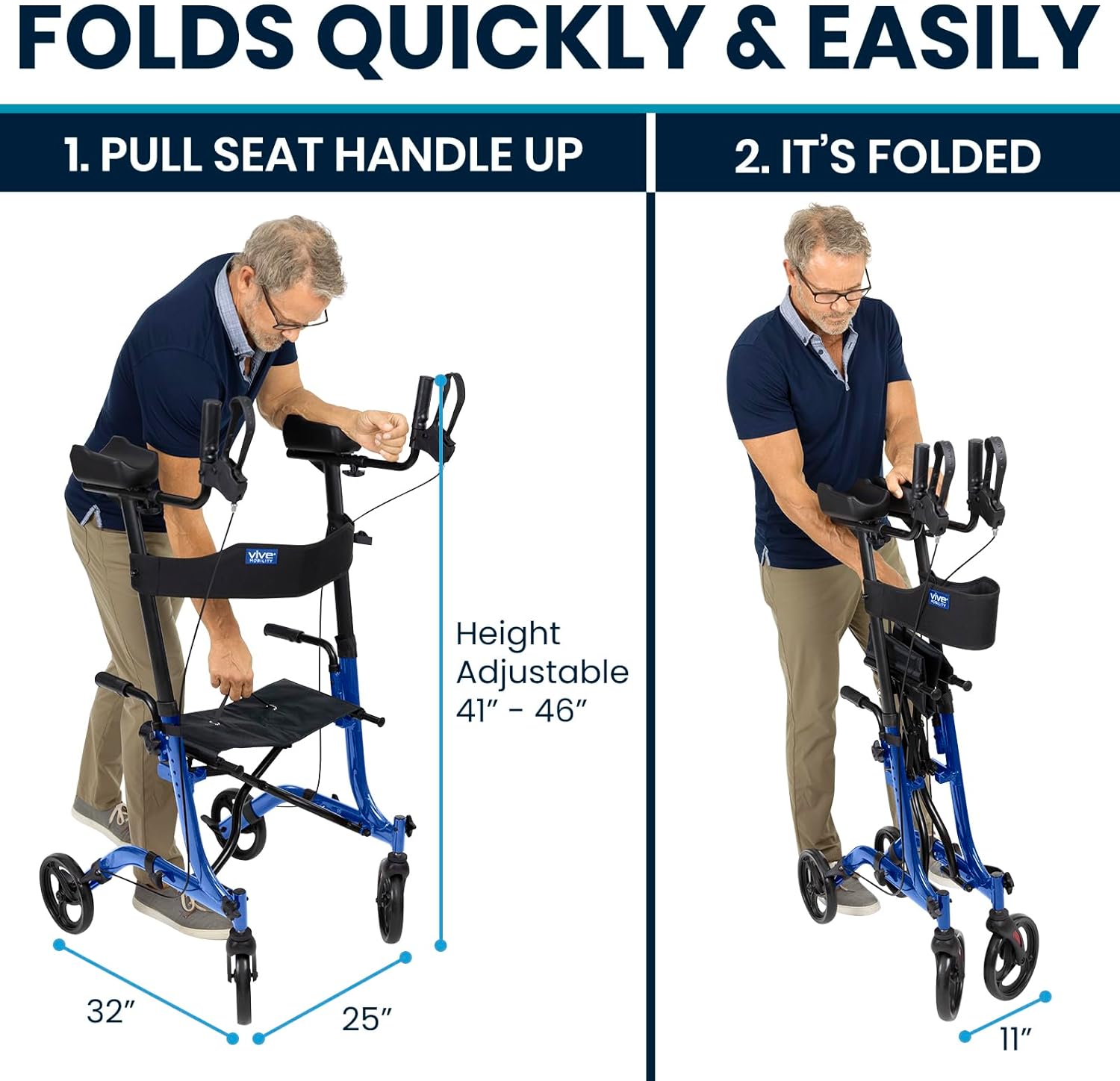 Senior Upright Mobility Walker With Seat - 300lb Capacity - Canva Home