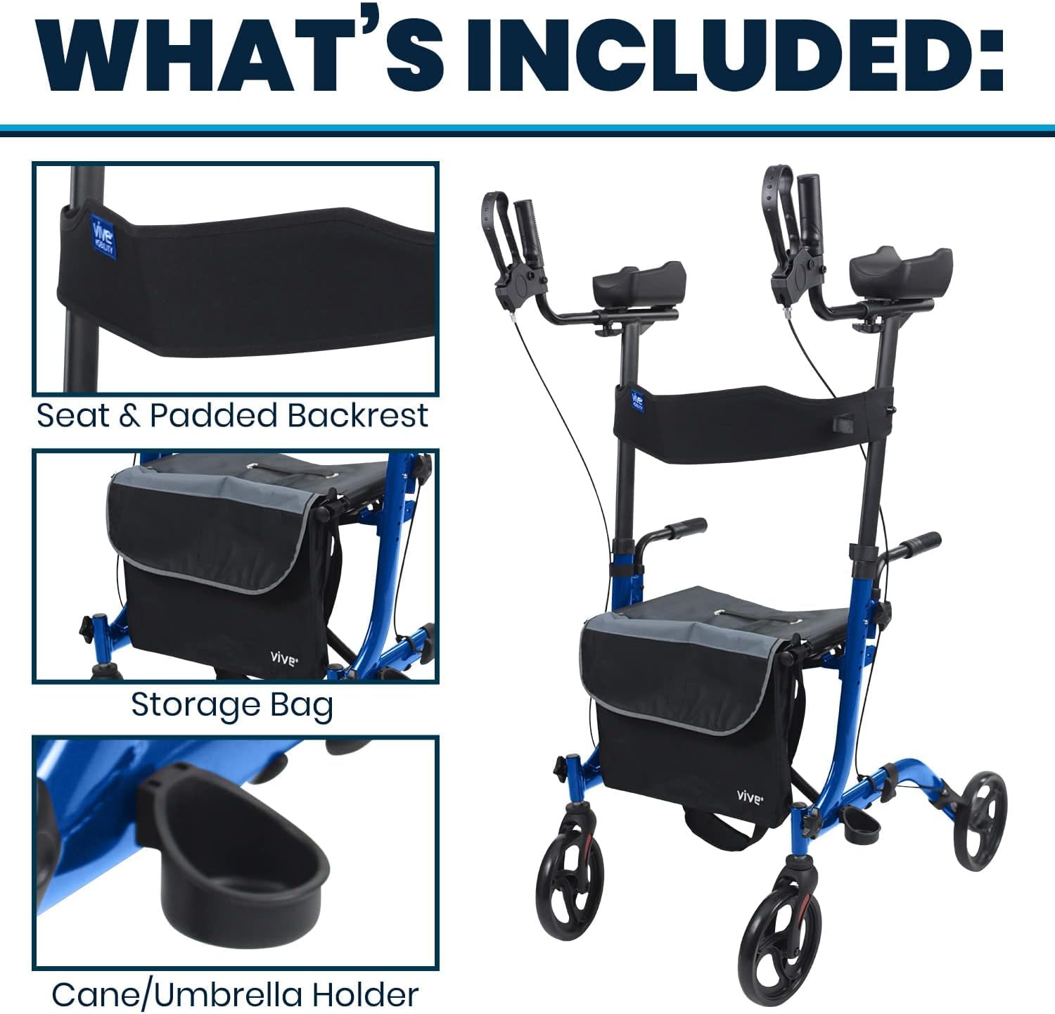 Senior Upright Mobility Walker With Seat - 300lb Capacity - Canva Home
