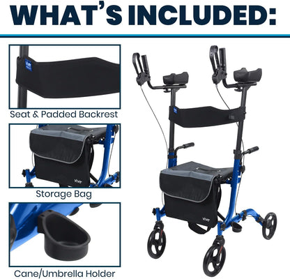 Senior Upright Mobility Walker With Seat - 300lb Capacity - Canva Home