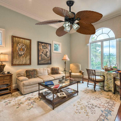 Palm Leaf Ceiling Fan With Light & Remote - Canva Home